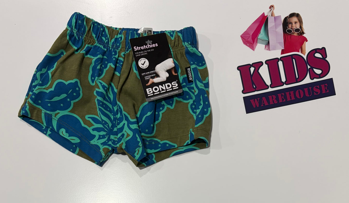 Not Used Bonds Dark Green, Blue Leaf Print Shorts Size 00