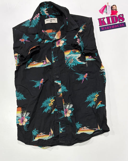 Billabong Black, Beach Print Top Size 8