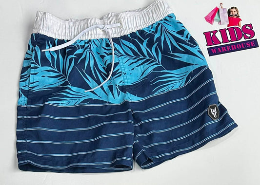 Tahwalhi White & Blue Shorts With  Plant Pattern Size 10