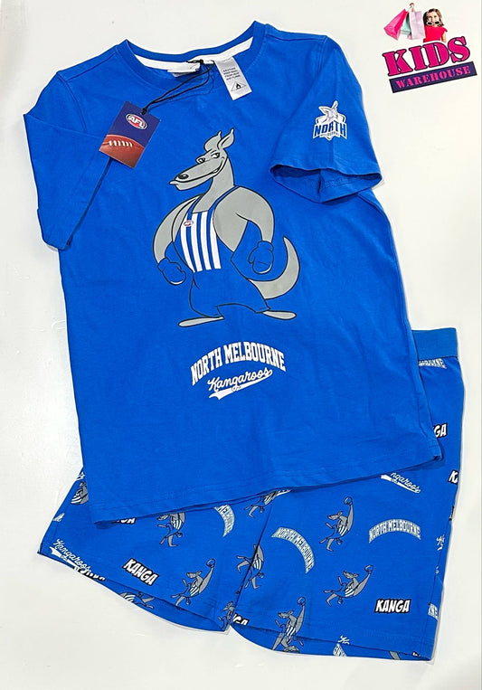 New AFL Blue North Melbourne Kangaroos 2 Piece PJ Set Size 10