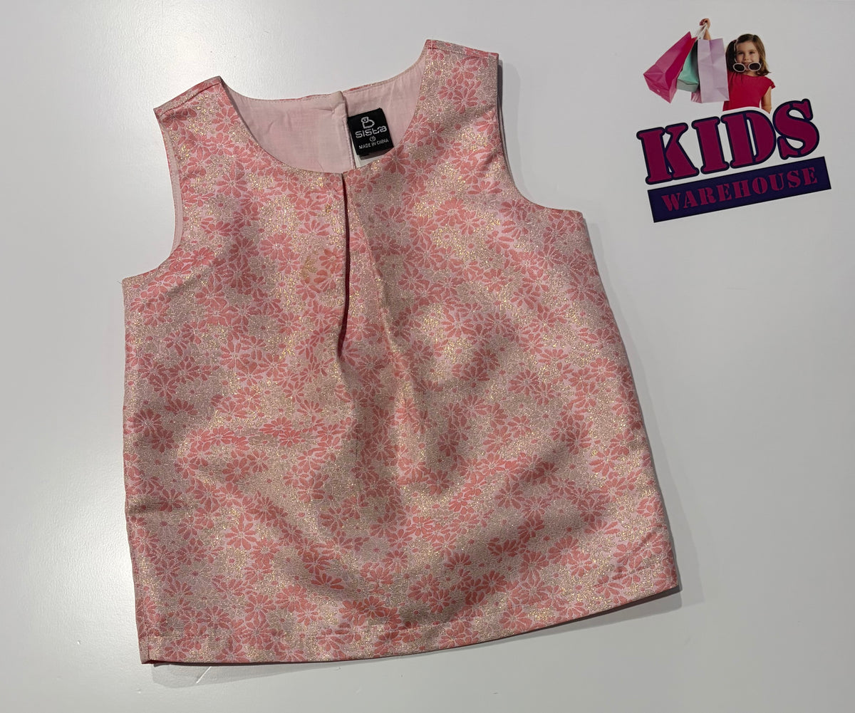 Sista Gold Shimmer, Pink Floral Print Vest Size 7