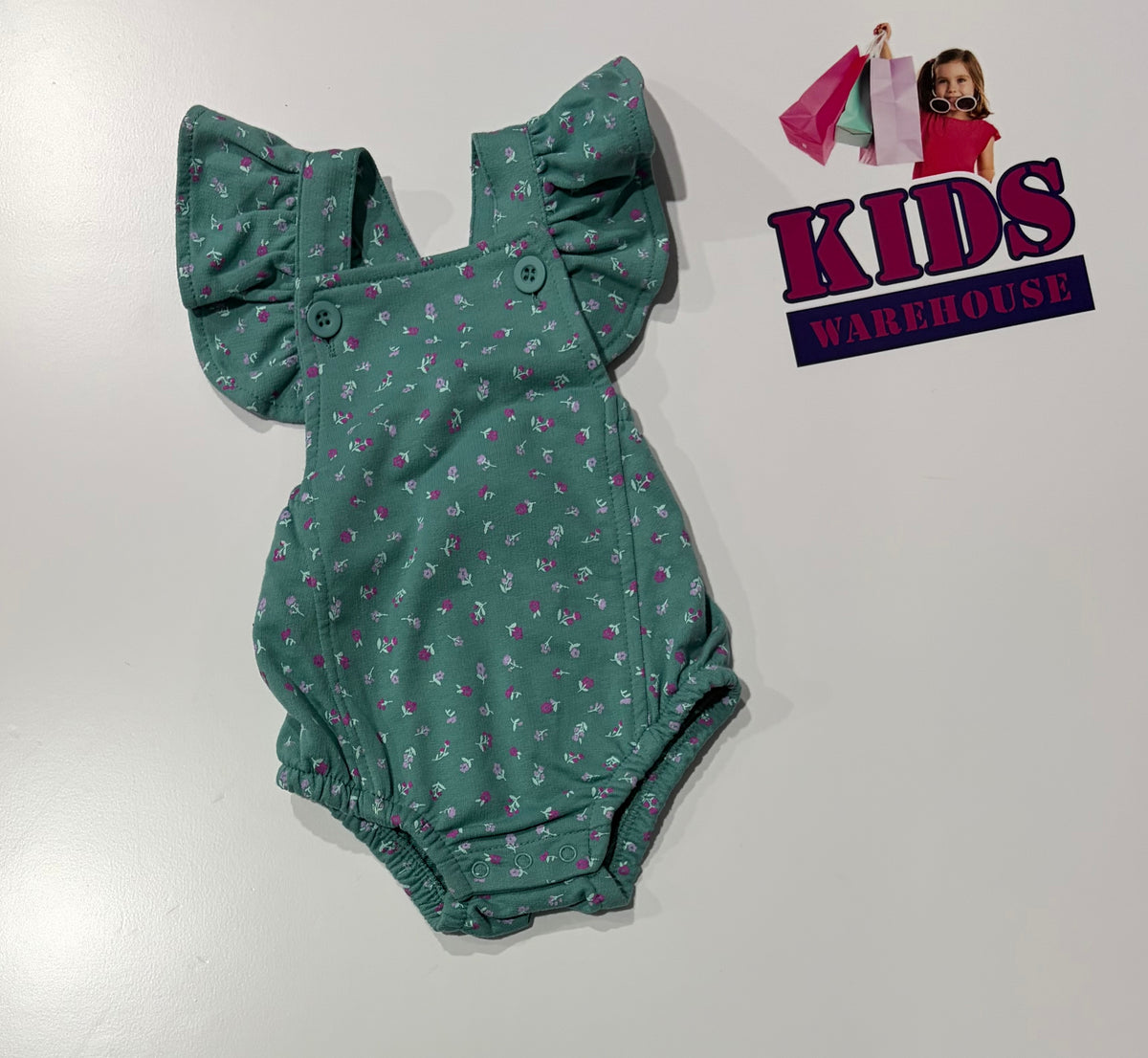 Not Used Baby Berry Green, Floral Print Bodysuit Size 0000