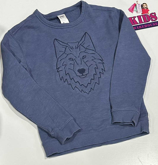 Anko Dark Blue Jumper With Wolf Print Size 9
