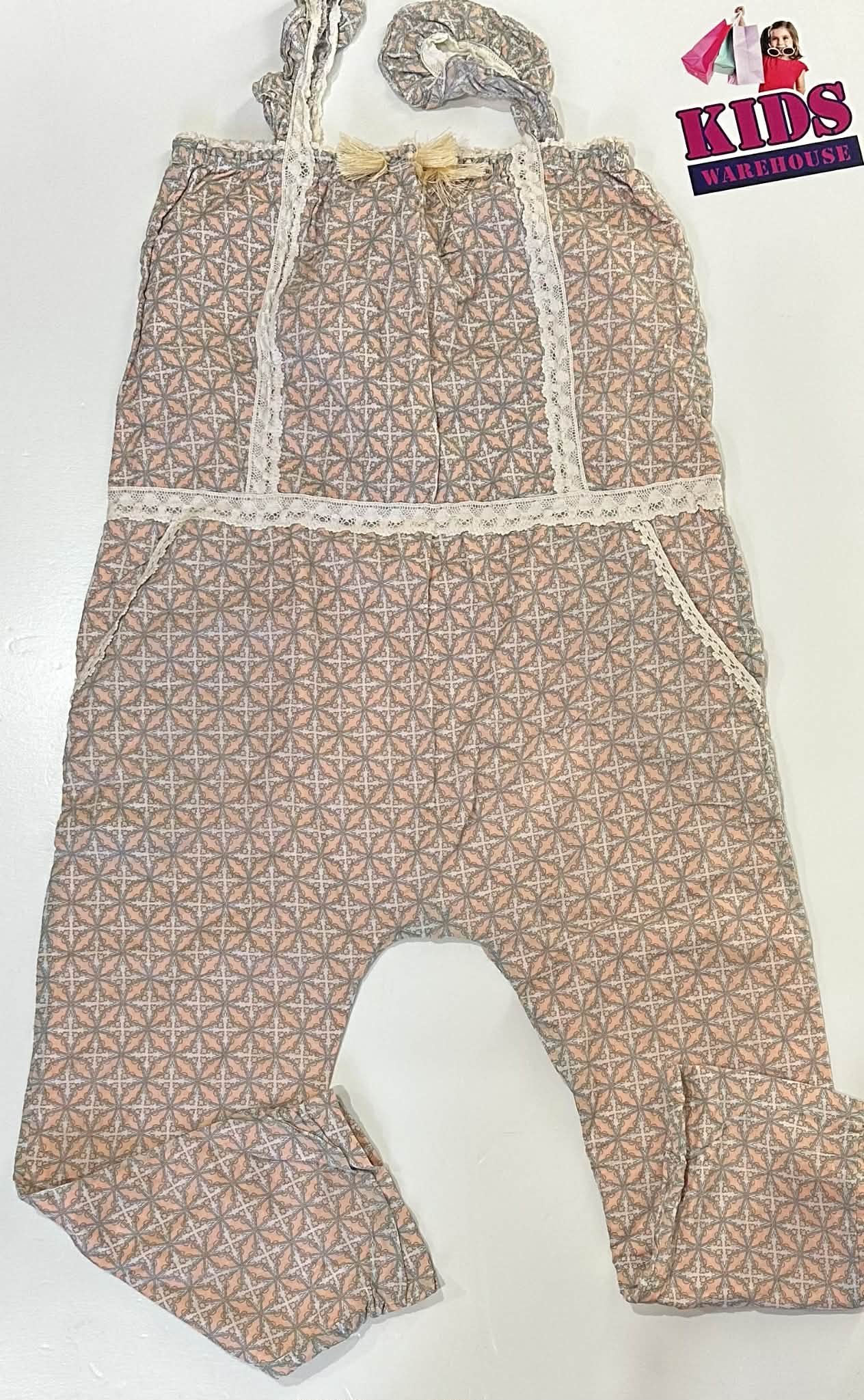 Louise Misha Pink, Light Blue & White Overalls With Star Pattern Size 8