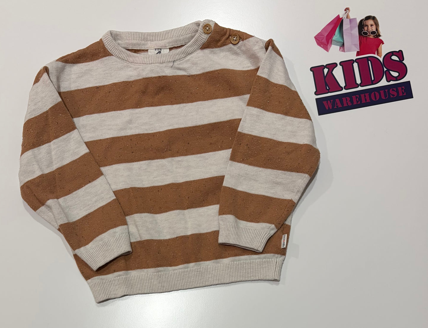 Jack & Milly White, Brown Stripe Sweater Size 4
