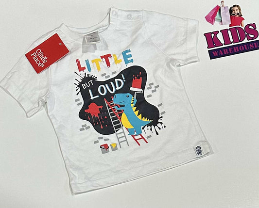 New Ollies Place White Top With Dinosaur Print Size 0