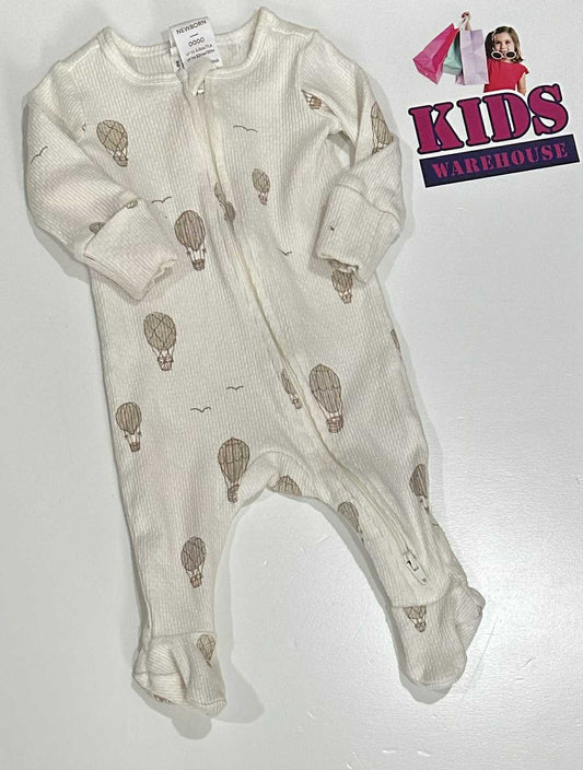 Cotton On White & Brown Jumpsuit With Hot Balloon Pattern Size 0000