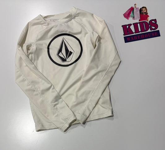 Volcom White, Logo Print Long Sleeve Top Size 10