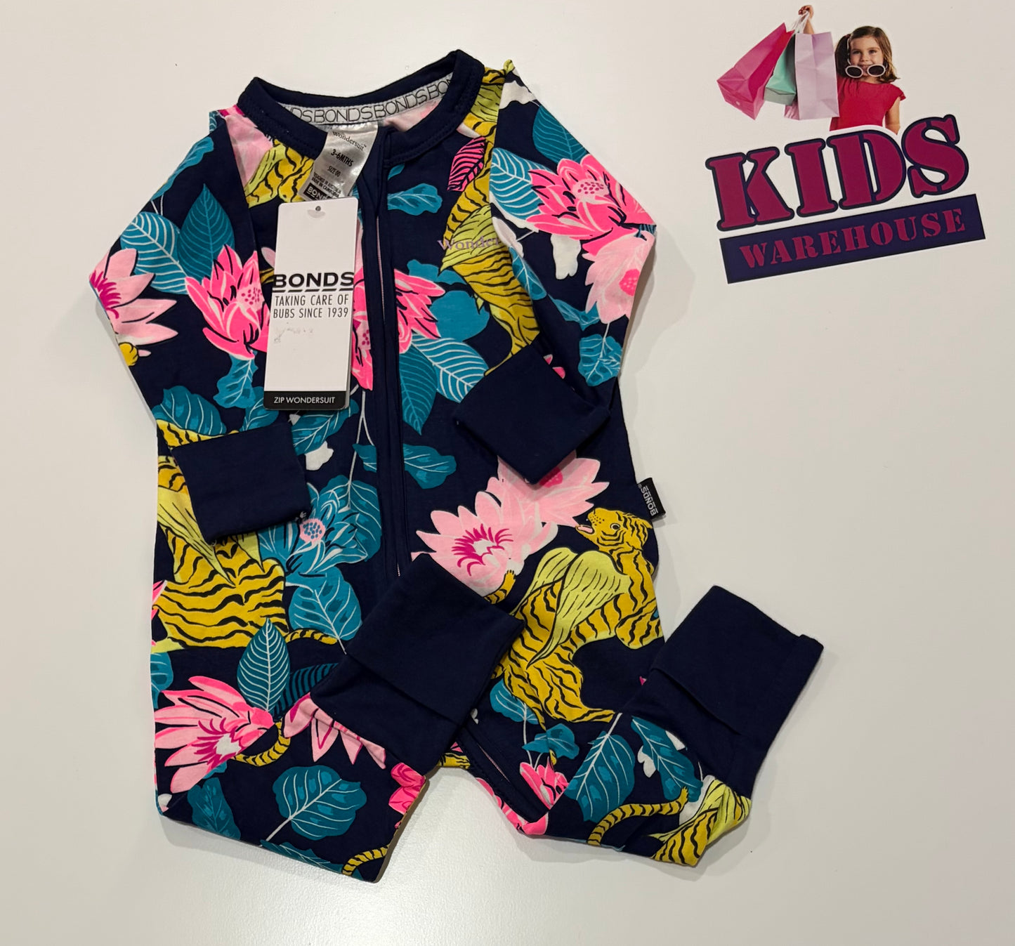 Not Used Bonds Navy, Floral Print Wondersuit Size 00