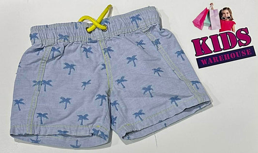 Seed Heritage Blue & Yellow Shorts With Tree Pattern Size 2
