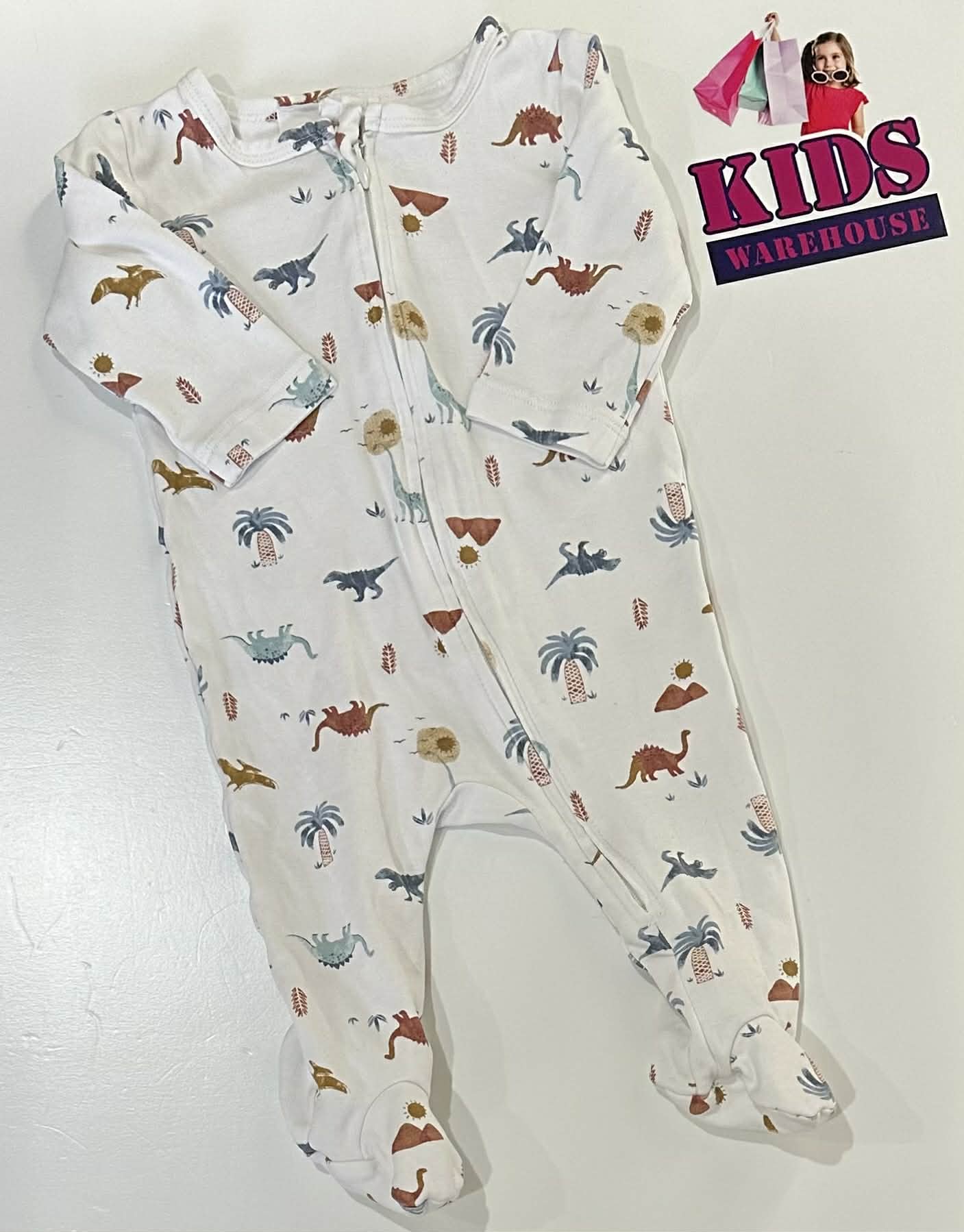 Bebe White Jumpsuit With Dinosaur Pattern Size 00