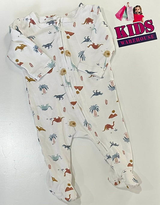 Bebe White Jumpsuit With Dinosaur Pattern Size 00