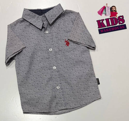 U.S. Polo Assn Grey, White Stripe Print Top Size 3