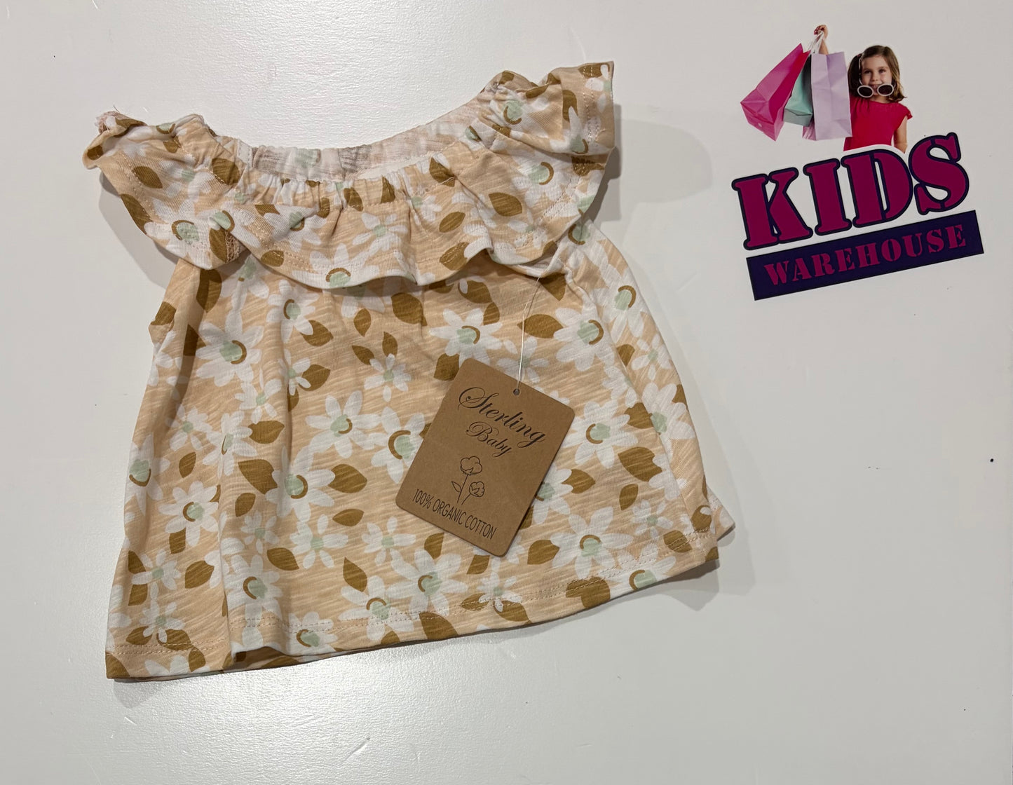 Not Used Sterling Baby Tan, White, Brown Floral Print Top Size 0