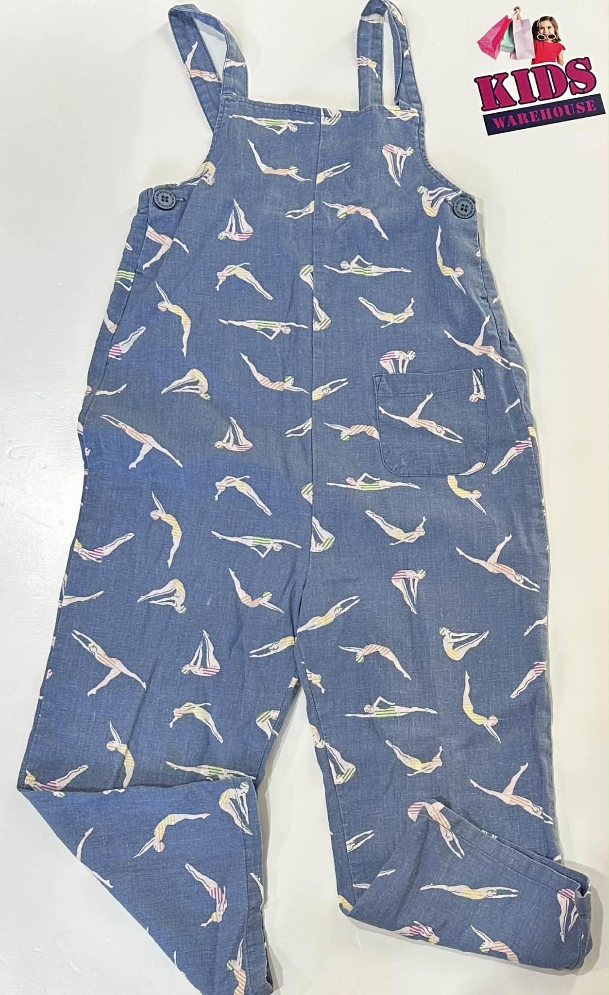 Margherita Blue Overalls With Divers Pattern Size 5