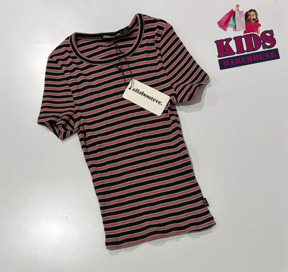 Not Used Allabouteve Pink, Back Stripe Top Size 10