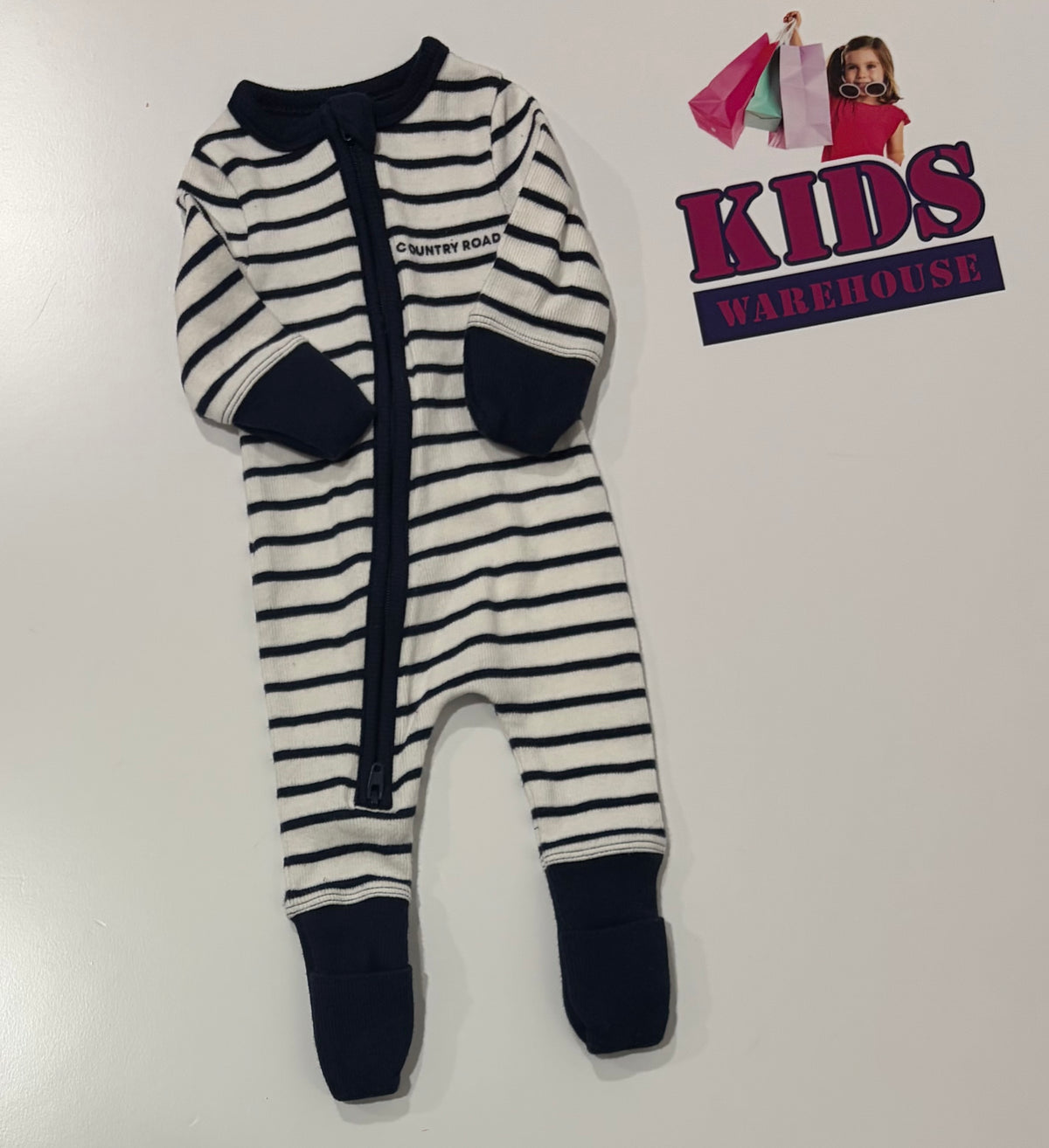 Country Road White, Black Stripe Jumpsuit Size 0000
