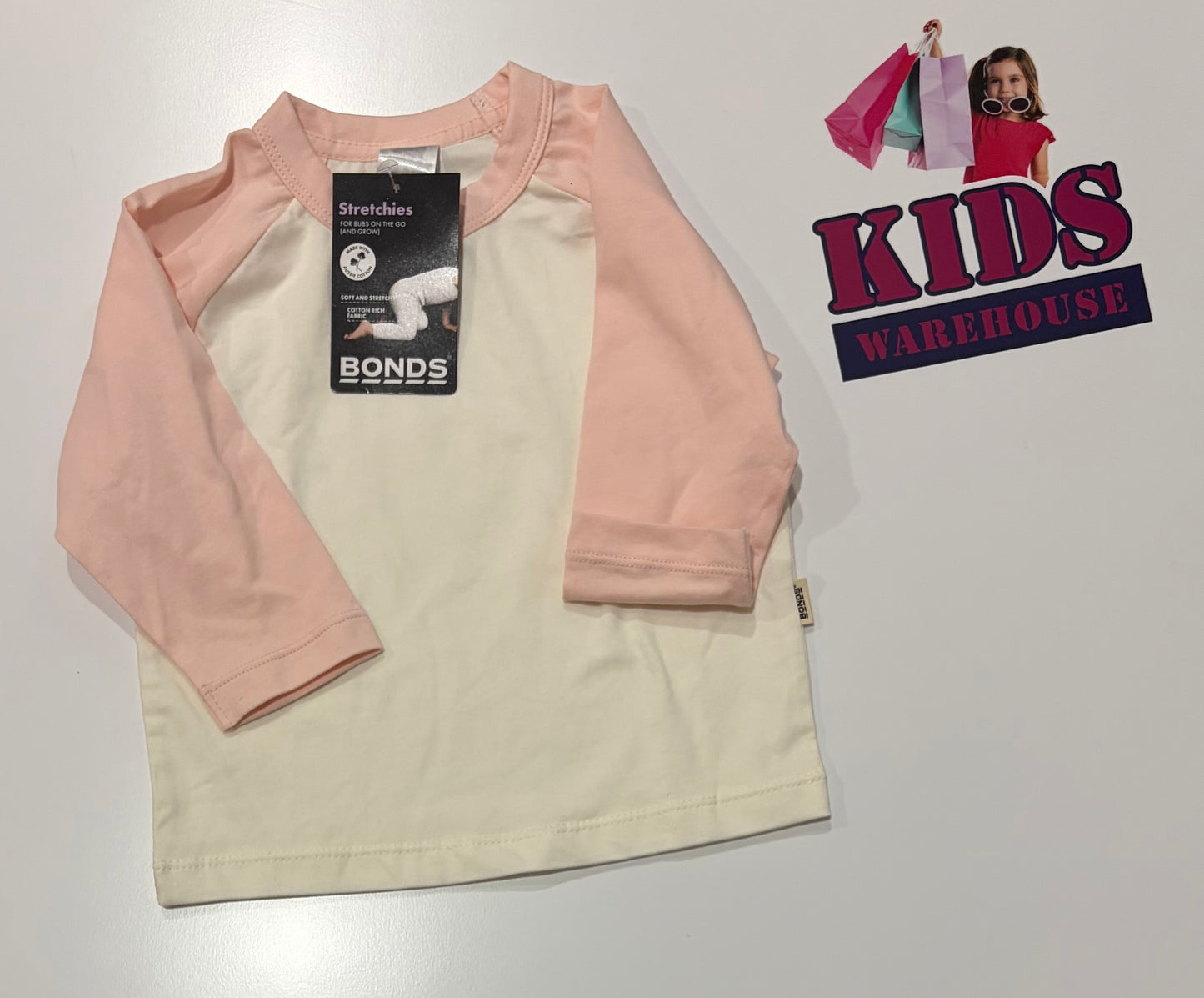 Not Used Bonds Pink, White Long Sleeve Top Size 0