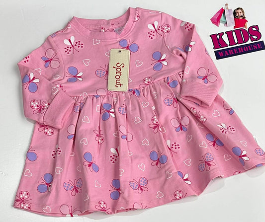 New Sprout Pink Dress With Butterfly Pattern Size 0