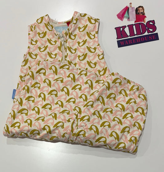 Grobag The Original White, Gold, Pink Bird Print Size 000-00 TOG 1