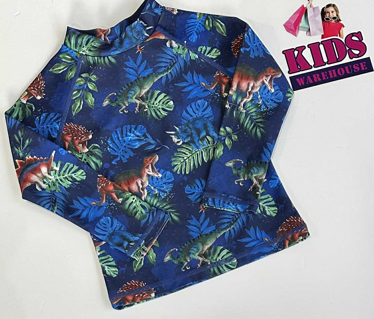 Ollies Place Blue Long Sleeve Top With Plant Pattern Size 2