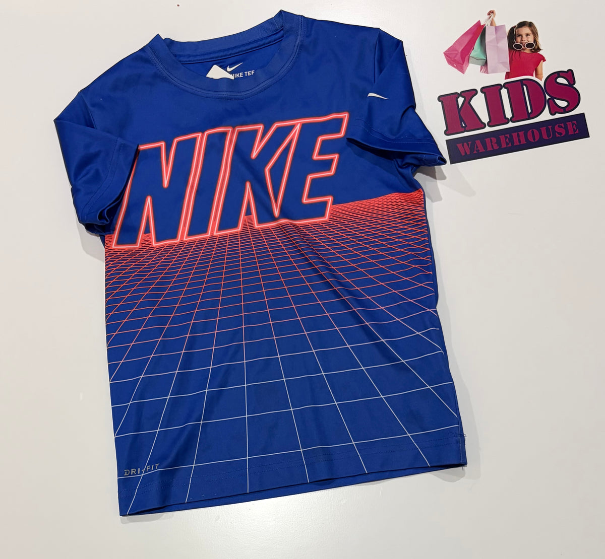 Nike Blue, Orange Retro Print Top Size 5
