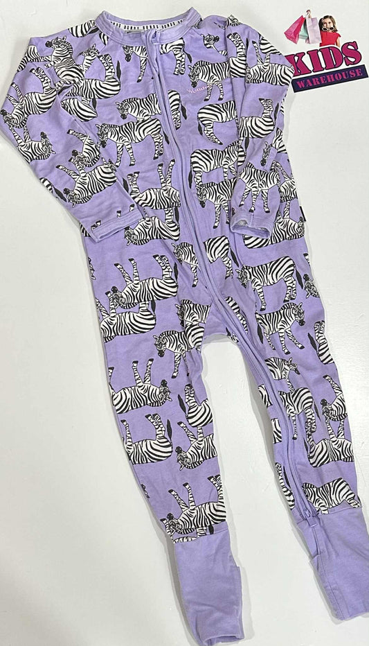 Bonds Purple Wondersuit With Zebra Pattern Size 3