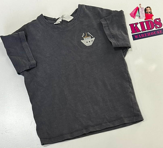 H&M Black Top With Boat Print Size 3