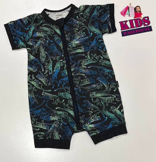 Bonds Black Wondersuit With Jaguar Pattern Size 1