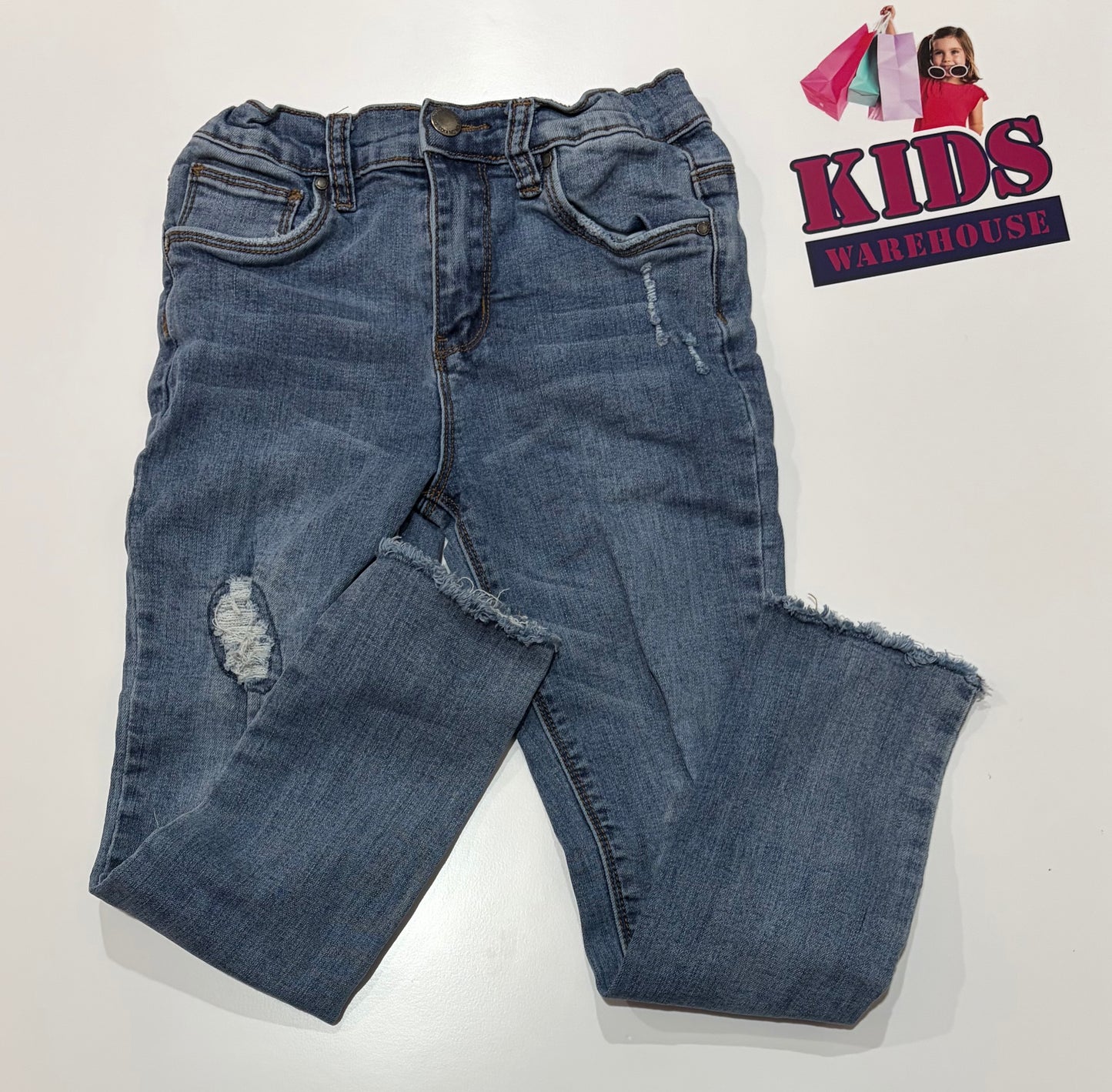 Cotton On Soft Denim Ripped Design Pants Size 8