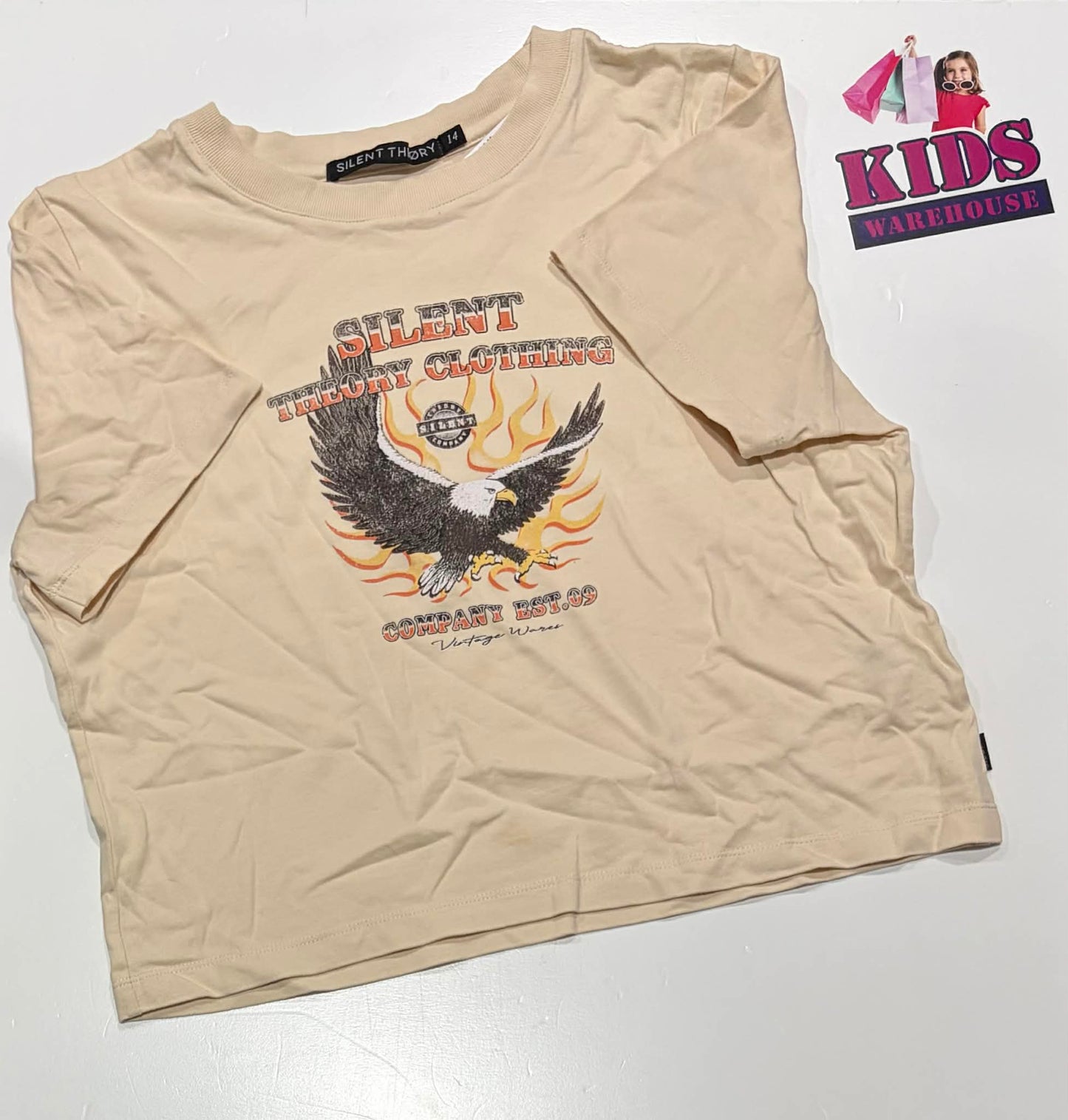 Silent Theory White Top With Eagle Print Size 14