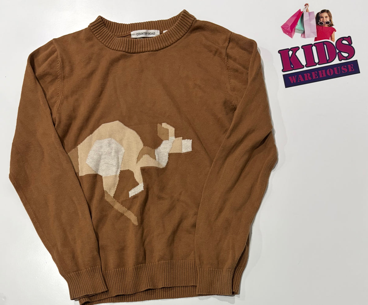 Country Road Brown, Kangaroo Print Sweater Size 10