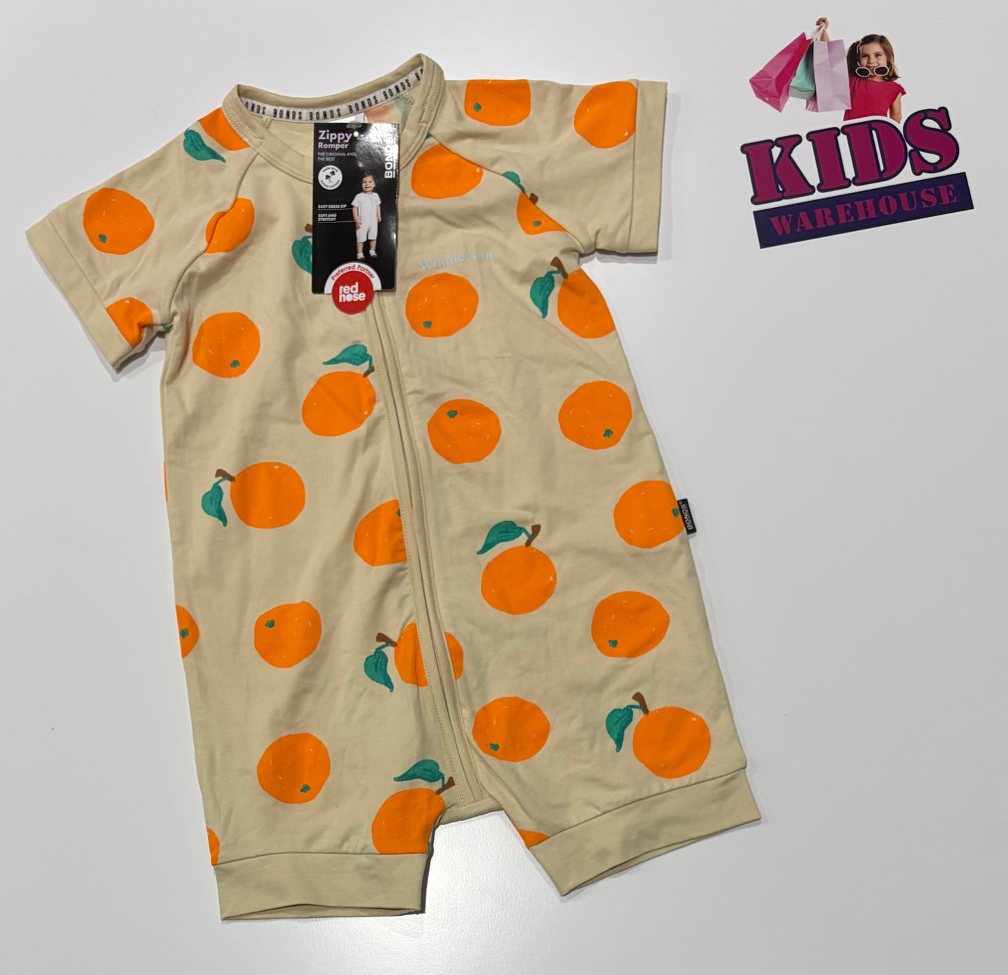 Not Used Bonds Wondersuit Tan, Orange Print Jumpsuit Size 2