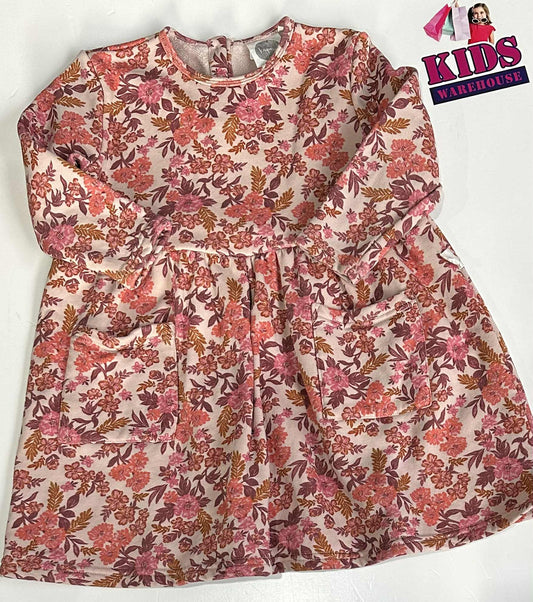 Kapow! Pink & Tan Dress With Flower Pattern Size 4