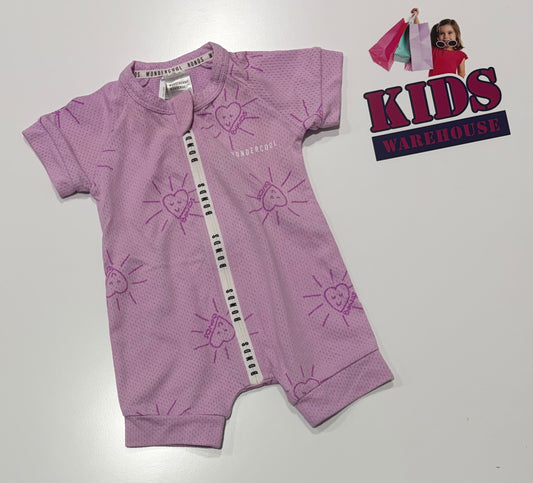 Bonds Wondercool Purple, Heart Print Jumpsuit Size 000