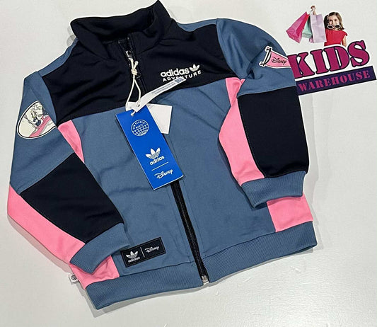 New Adidas Disney Blue & Pink Jumper With Mickey Mouse Print Size 0 (RRP $90)