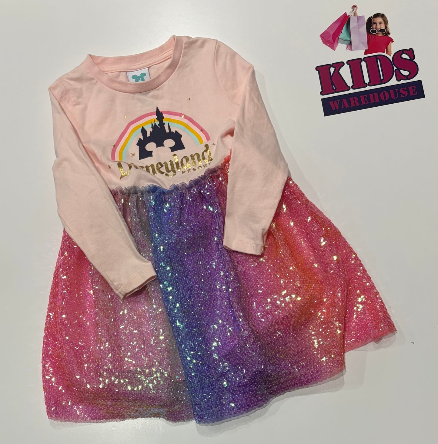 Disney Pink, Rainbow Sequin Dress Size 3