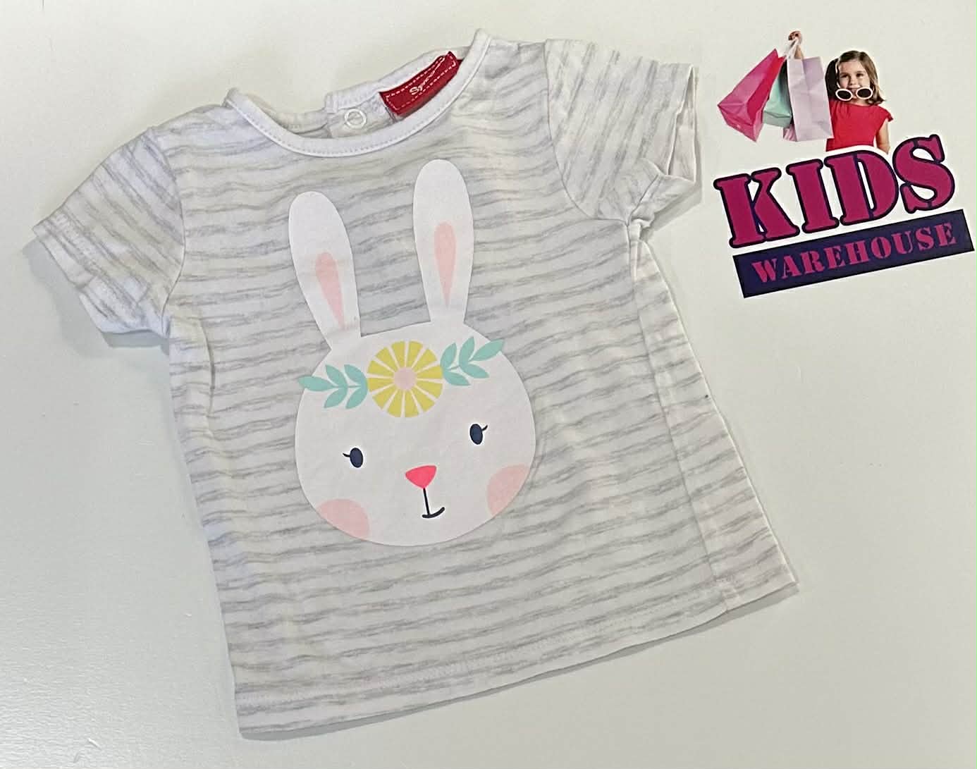 Sprout White & Grey Top With Rabbit Print Size 000