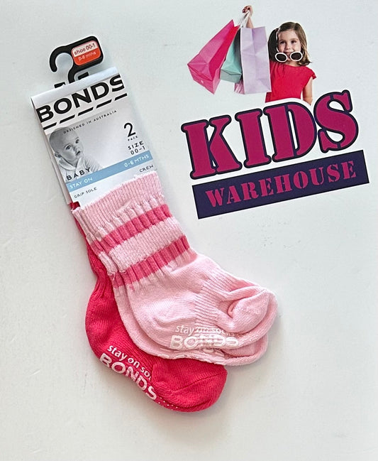 New Bonds Pink Infant 2 Pack Socks Size 00-1