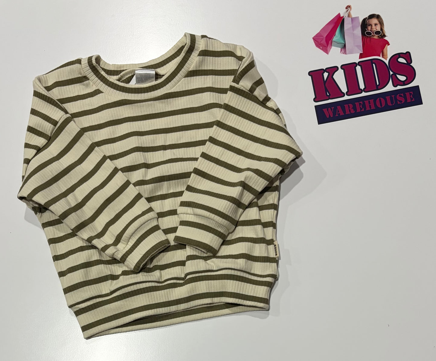 Bonds White, Green Stripe Sweater Size 1