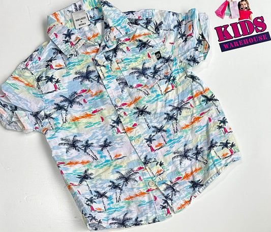 Piping Hot Blue Shirt With Beach Pattern Size 5