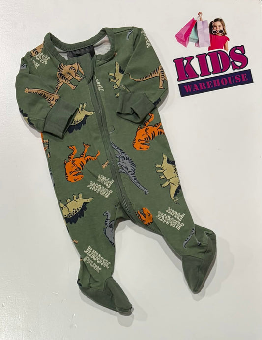 Premmie Jurassic Park Dark Green Jumpsuit With Dinosaur Pattern Size 00000