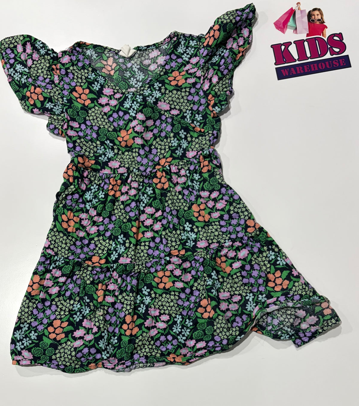 Cotton On Black, Green Floral Print Dress Size 8