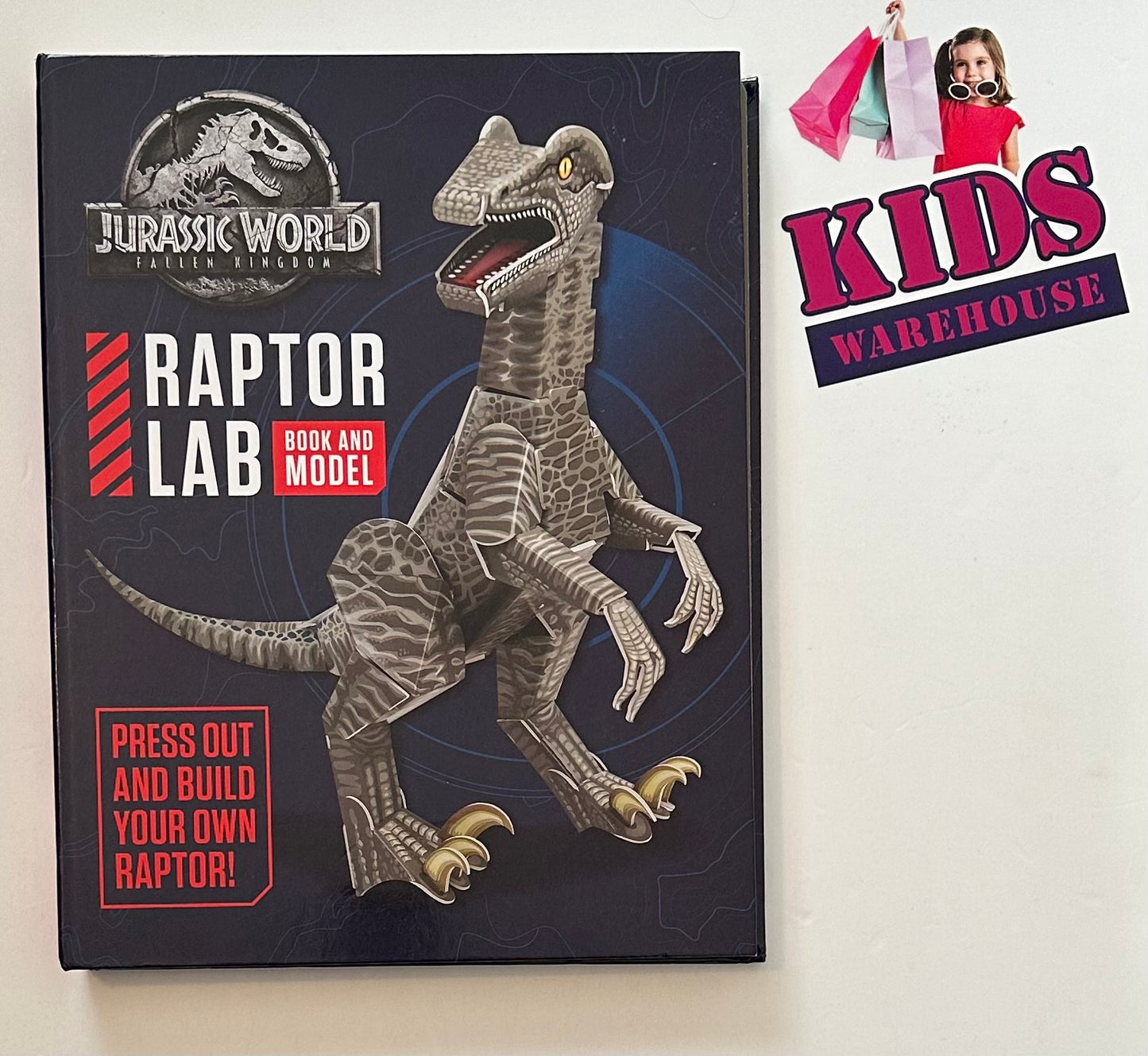 Jurassic World Fallen Kingdom Raptor Lab Book and Model (Press Out and Build Your Own Raptor)