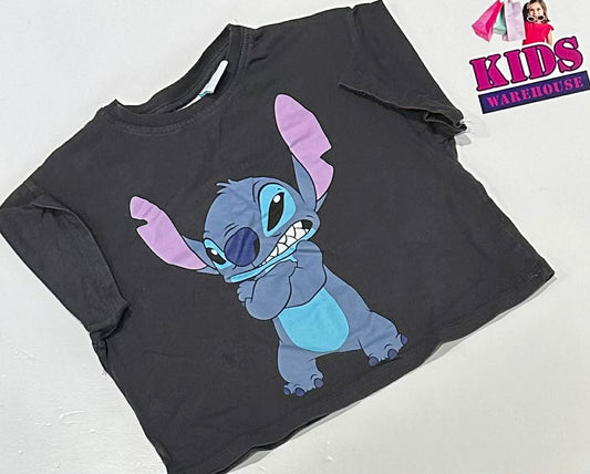 Zara Disney Black Crop Top With Stitch Print Size 6-7