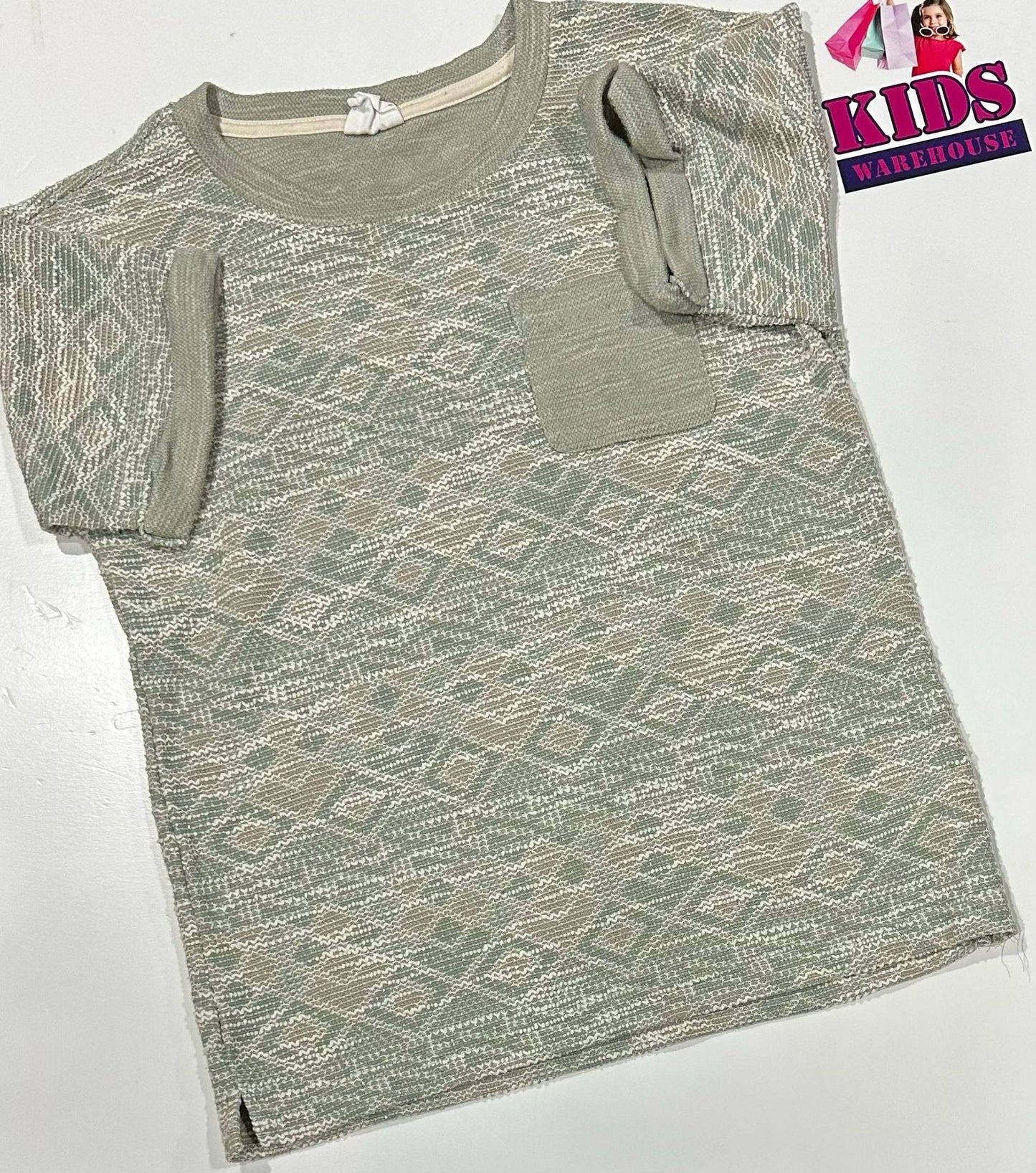 Cotton In Green & White Top Size 9