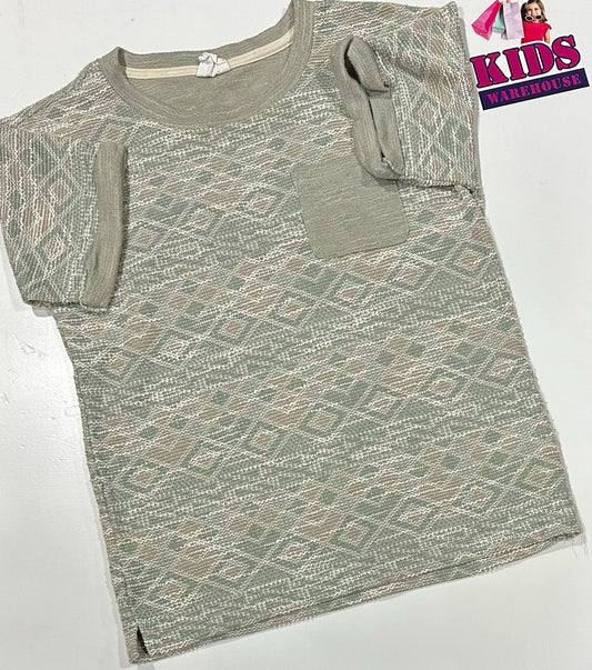 Cotton In Green & White Top Size 9