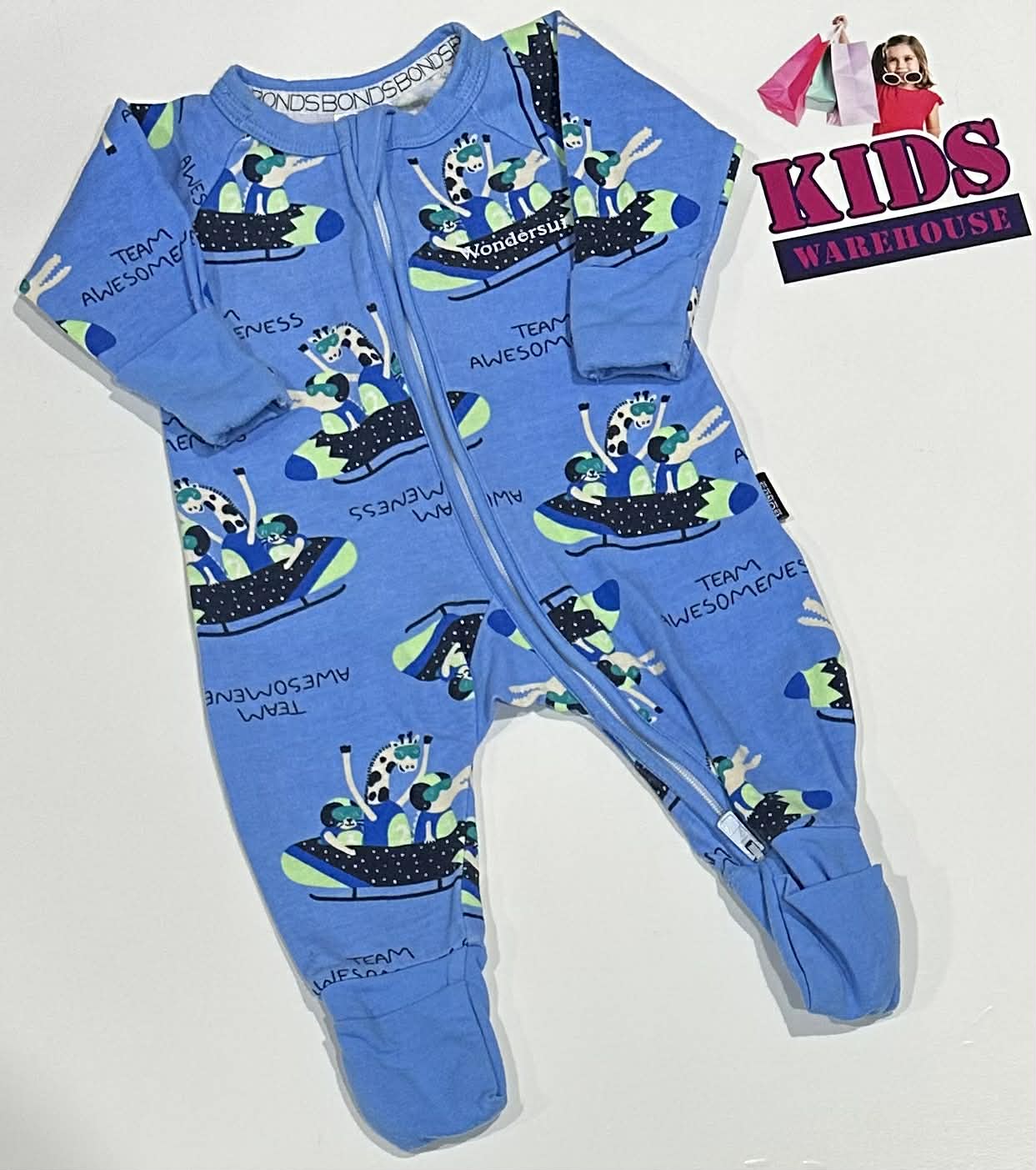 Bonds Blue Wondersuit With Ice Sled Pattern Size 0000