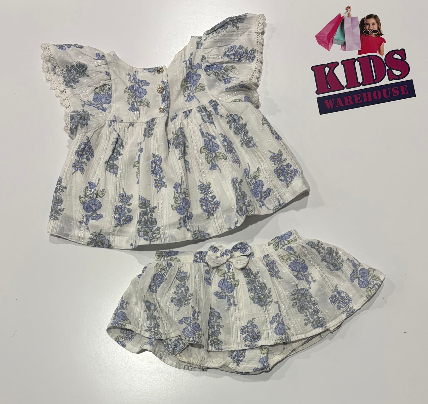 Joie White, Blue Floral Print Dress & Skirt 2 Piece Set Size 00