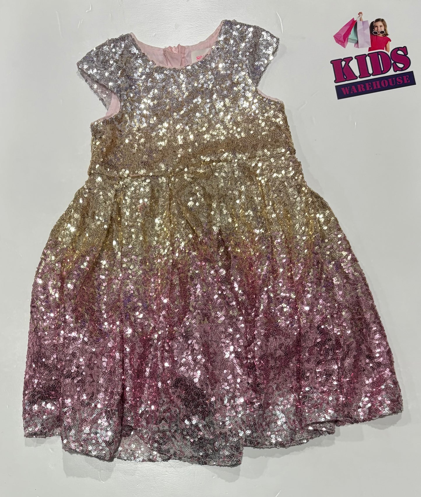 Seed Heritage Silver, Gold, Rose Shimmer Sequin Dress Size 3